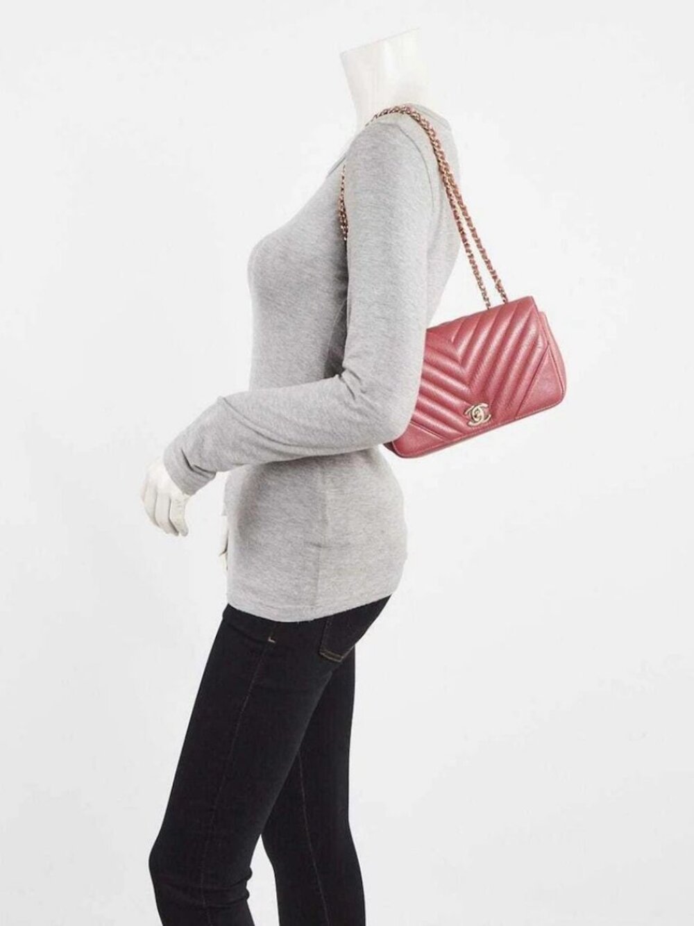 Chanel Pink Chevron Quilted Leather Mini Statement Flap Bag